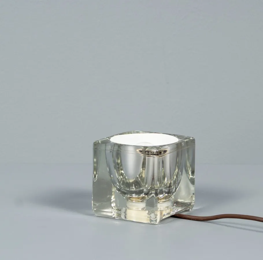Outlet Pamono Solid Glass Ice Cube Table Lamp from Peill & Putzler, 1970s