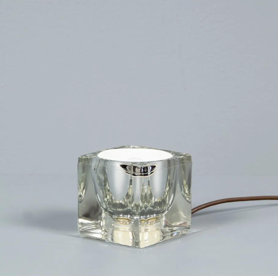 Outlet Pamono Solid Glass Ice Cube Table Lamp from Peill & Putzler, 1970s