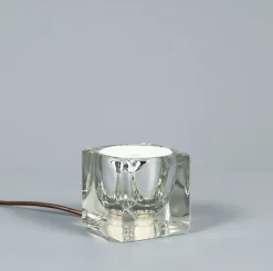 Outlet Pamono Solid Glass Ice Cube Table Lamp from Peill & Putzler, 1970s