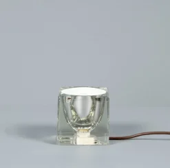 Outlet Pamono Solid Glass Ice Cube Table Lamp from Peill & Putzler, 1970s