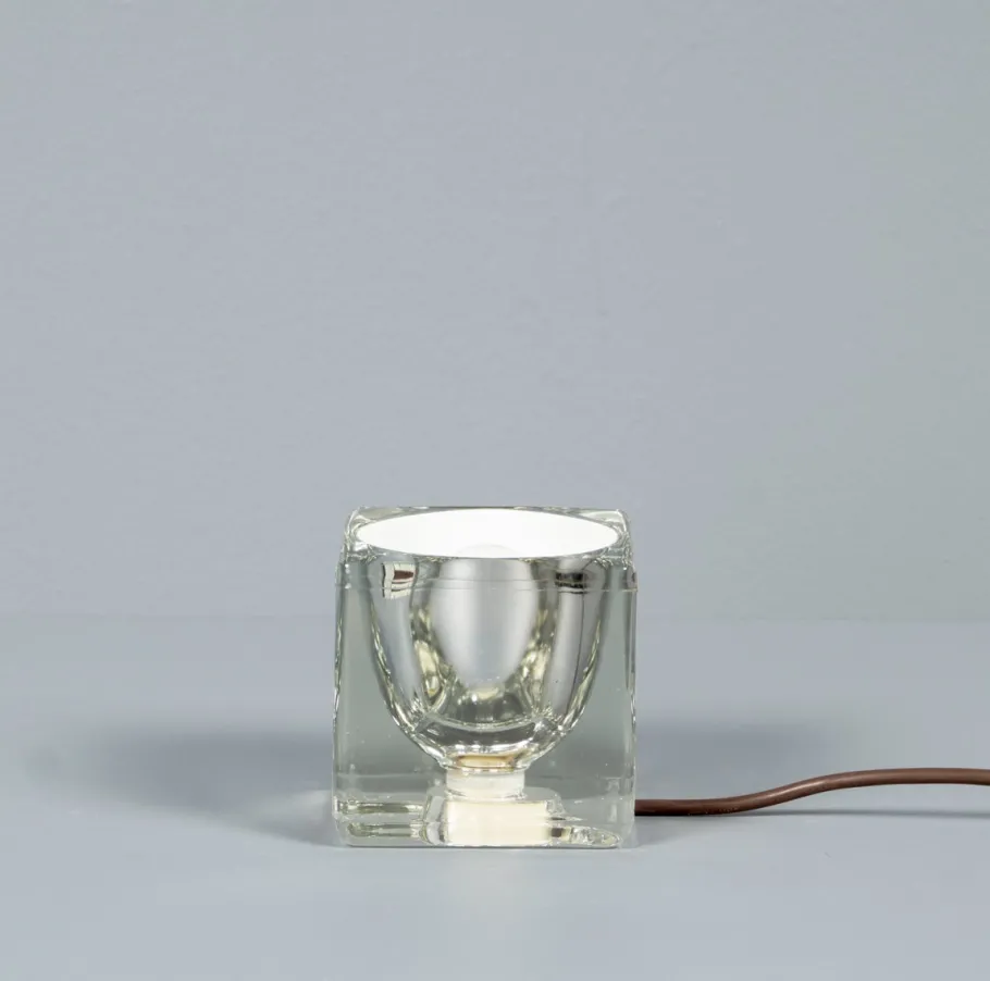 Outlet Pamono Solid Glass Ice Cube Table Lamp from Peill & Putzler, 1970s