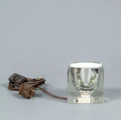 Outlet Pamono Solid Glass Ice Cube Table Lamp from Peill & Putzler, 1970s