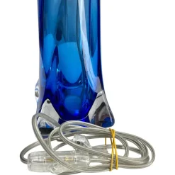 New Pamono Sommerso Twisted Crystal Table Lamp from Val Saint Lambert, 1953