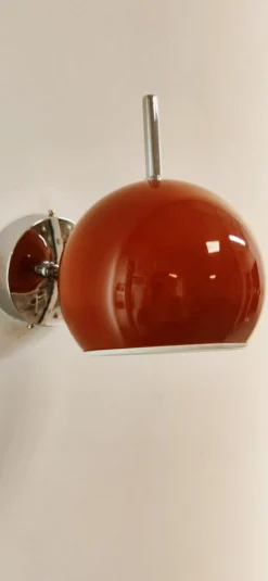 Clearance Pamono Space Age Adjustable Chrome and Red Wall Light