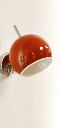 Clearance Pamono Space Age Adjustable Chrome and Red Wall Light