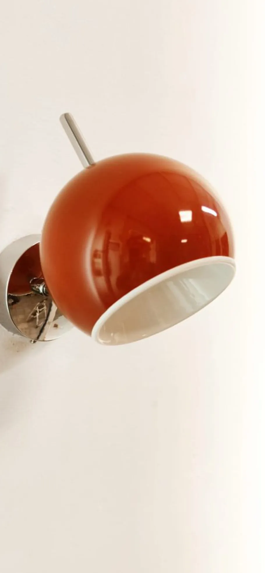 Clearance Pamono Space Age Adjustable Chrome and Red Wall Light