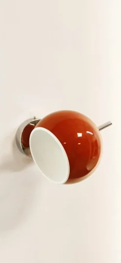 Clearance Pamono Space Age Adjustable Chrome and Red Wall Light