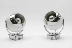Best Pamono Space Age Ball Wall Lamps in White and Chrome, 1970s, Set of 2