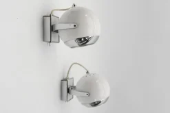 Best Pamono Space Age Ball Wall Lamps in White and Chrome, 1970s, Set of 2