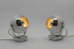 Best Pamono Space Age Ball Wall Lamps in White and Chrome, 1970s, Set of 2
