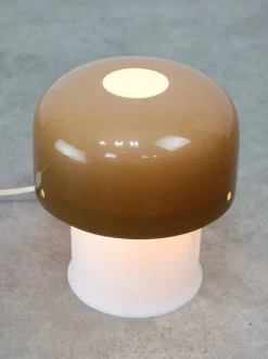 New Pamono Space Age Brown Mushroom Table Lamp by Luigi Massoni for Guzzini, 1970s