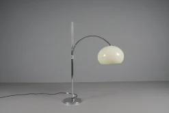 New Pamono Space Age Chrome and Plastic Adjustable Arch Floor Lamp, Italy, 1970s