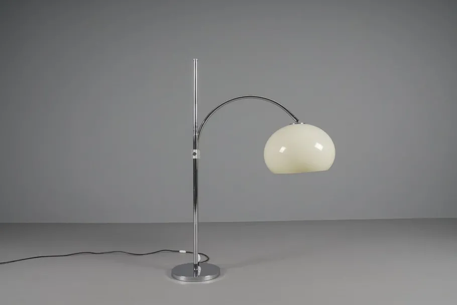 New Pamono Space Age Chrome and Plastic Adjustable Arch Floor Lamp, Italy, 1970s