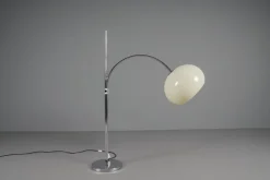 New Pamono Space Age Chrome and Plastic Adjustable Arch Floor Lamp, Italy, 1970s