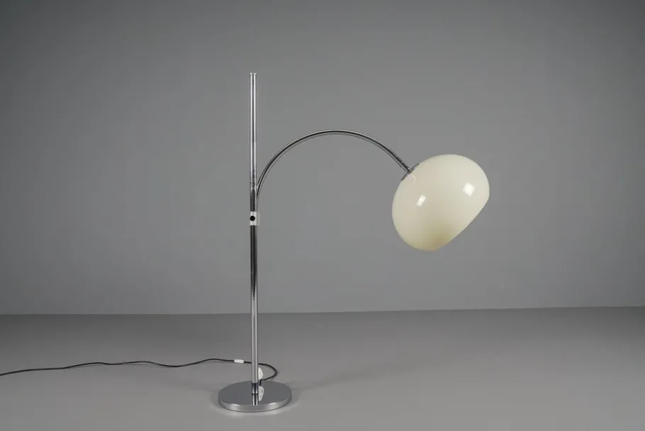 New Pamono Space Age Chrome and Plastic Adjustable Arch Floor Lamp, Italy, 1970s