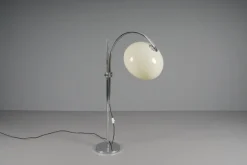 New Pamono Space Age Chrome and Plastic Adjustable Arch Floor Lamp, Italy, 1970s