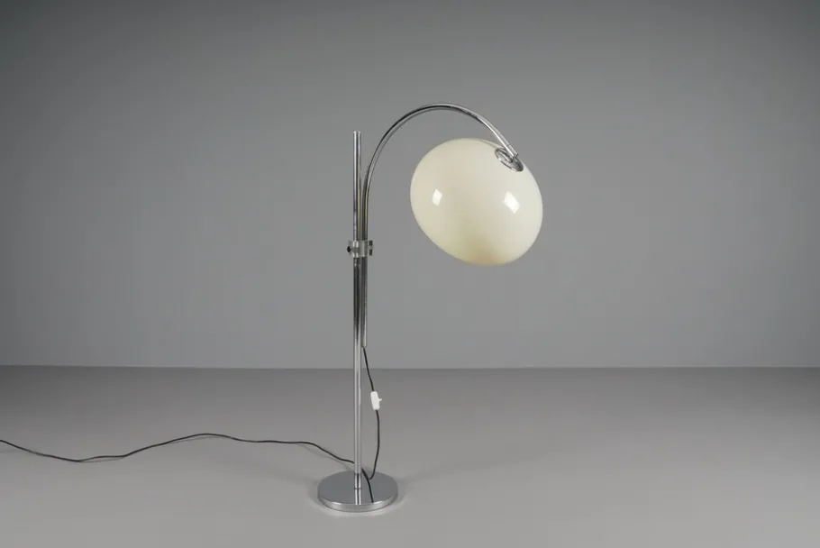 New Pamono Space Age Chrome and Plastic Adjustable Arch Floor Lamp, Italy, 1970s