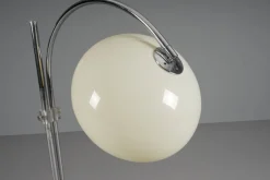 New Pamono Space Age Chrome and Plastic Adjustable Arch Floor Lamp, Italy, 1970s