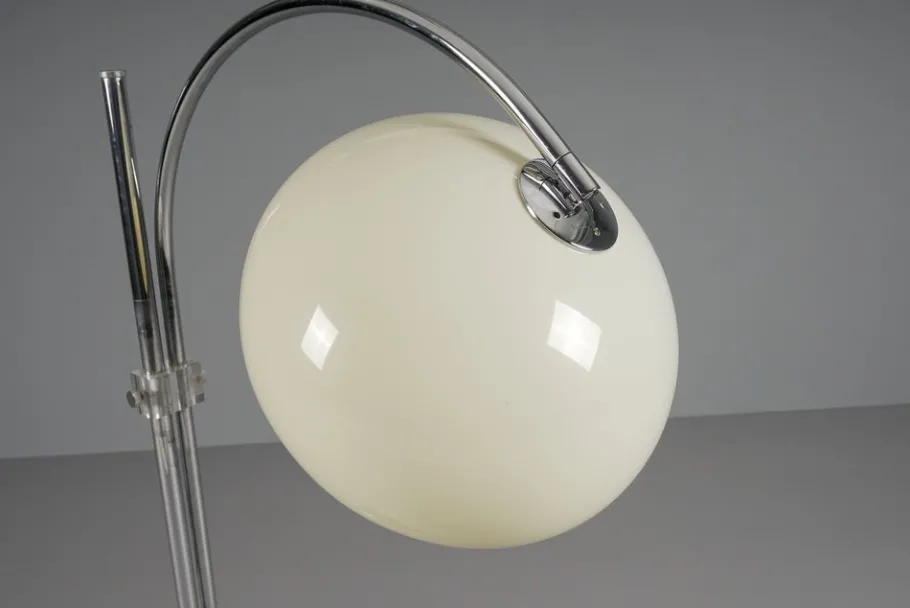 New Pamono Space Age Chrome and Plastic Adjustable Arch Floor Lamp, Italy, 1970s