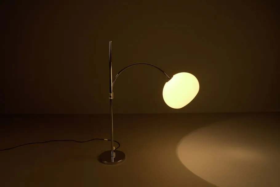 New Pamono Space Age Chrome and Plastic Adjustable Arch Floor Lamp, Italy, 1970s