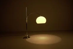 New Pamono Space Age Chrome and Plastic Adjustable Arch Floor Lamp, Italy, 1970s
