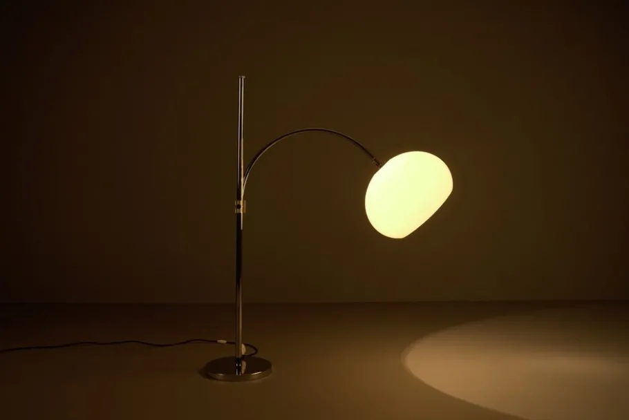 New Pamono Space Age Chrome and Plastic Adjustable Arch Floor Lamp, Italy, 1970s