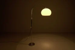 New Pamono Space Age Chrome and Plastic Adjustable Arch Floor Lamp, Italy, 1970s