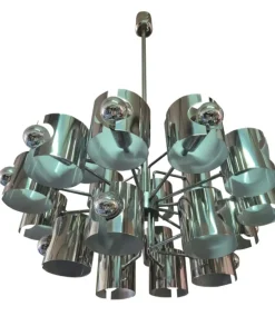 Hot Pamono Space Age Chrome Chandelier attributed to Gaetano Sciolari, 1970s