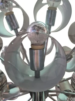 Hot Pamono Space Age Chrome Chandelier attributed to Gaetano Sciolari, 1970s