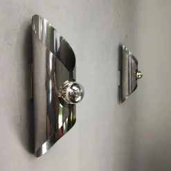 Pamono Space Age Chrome Wall Lights, 1960s, Set of 2