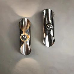 Pamono Space Age Chrome Wall Lights, 1960s, Set of 2