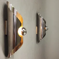 Pamono Space Age Chrome Wall Lights, 1960s, Set of 2