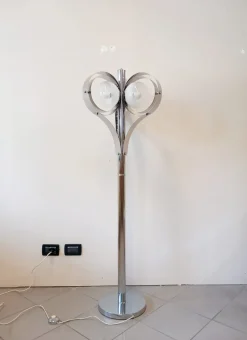 New Pamono Space Age Floor Lamp with Three Lights in Chromed Metal, 1970s