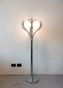 New Pamono Space Age Floor Lamp with Three Lights in Chromed Metal, 1970s
