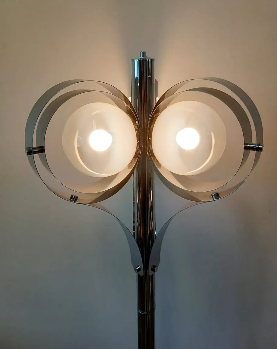 New Pamono Space Age Floor Lamp with Three Lights in Chromed Metal, 1970s
