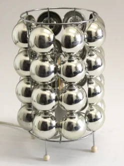New Pamono Space Age French Silver-Colored Bubble Table Lamps, 1980s