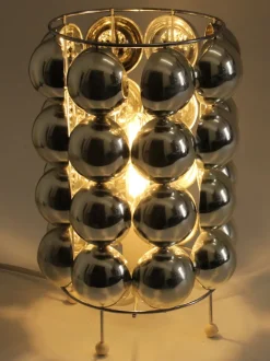 New Pamono Space Age French Silver-Colored Bubble Table Lamps, 1980s
