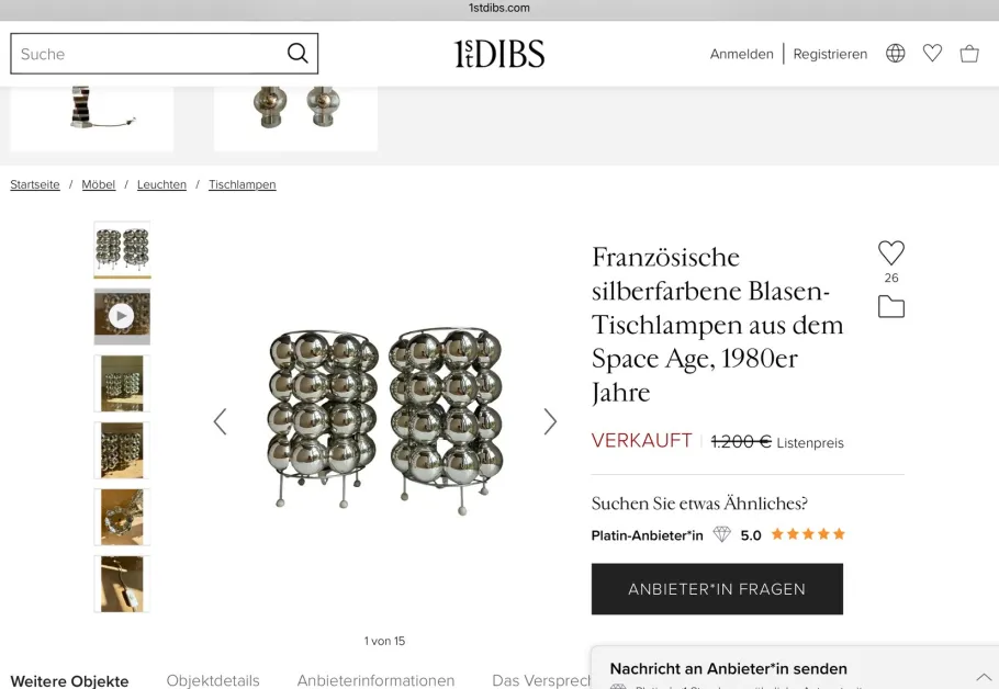 New Pamono Space Age French Silver-Colored Bubble Table Lamps, 1980s