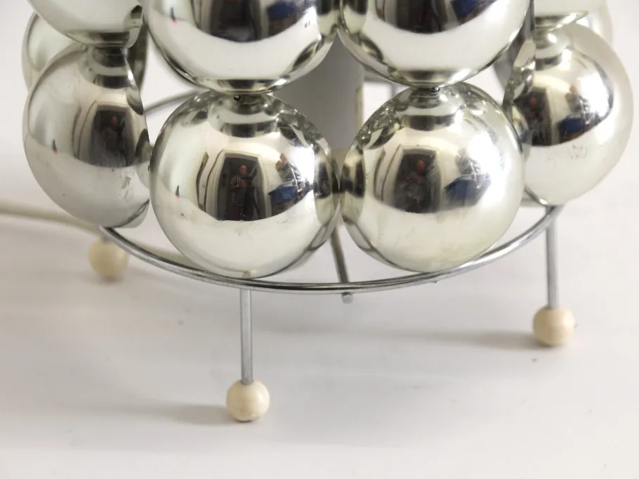 New Pamono Space Age French Silver-Colored Bubble Table Lamps, 1980s