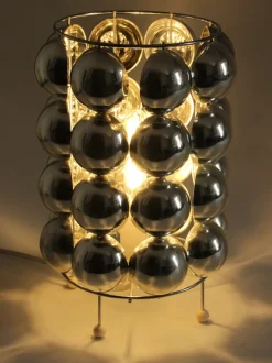 New Pamono Space Age French Silver-Colored Bubble Table Lamps, 1980s