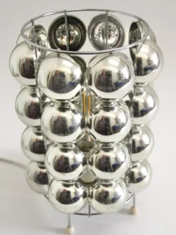 New Pamono Space Age French Silver-Colored Bubble Table Lamps, 1980s