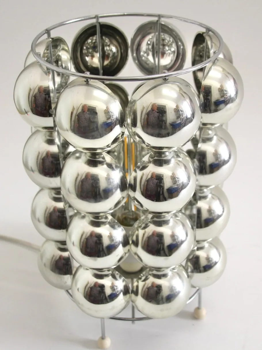 New Pamono Space Age French Silver-Colored Bubble Table Lamps, 1980s