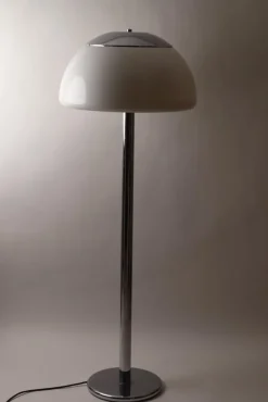 Pamono Space Age German White Chrome Floor Lamp from Cosack, 1970s