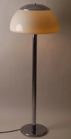 Pamono Space Age German White Chrome Floor Lamp from Cosack, 1970s