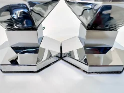 Hot Pamono Space Age Glass Wall or Ceiling Lamps with Chrome Base by Motoko Ishii for Staff Leuchten, Germany, 1960s, Set of 2