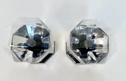 Hot Pamono Space Age Glass Wall or Ceiling Lamps with Chrome Base by Motoko Ishii for Staff Leuchten, Germany, 1960s, Set of 2