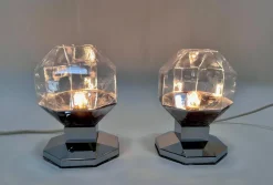 Hot Pamono Space Age Glass Wall or Ceiling Lamps with Chrome Base by Motoko Ishii for Staff Leuchten, Germany, 1960s, Set of 2