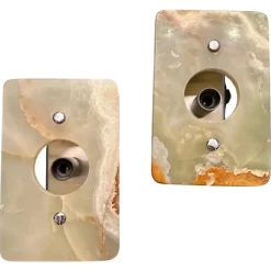 Best Pamono Space Age Italian Green and Brown Onyx Marble Wall Sconces, 1970s, Set of 2