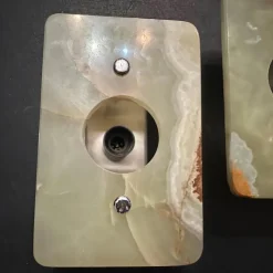 Best Pamono Space Age Italian Green and Brown Onyx Marble Wall Sconces, 1970s, Set of 2