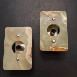 Best Pamono Space Age Italian Green and Brown Onyx Marble Wall Sconces, 1970s, Set of 2